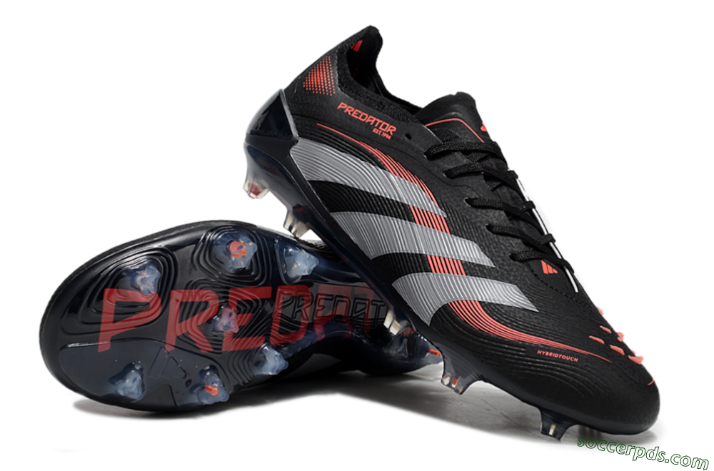 Adidas Predator Elite 25 FG Low-Tops Football Boots - Black/Red/Grey 3