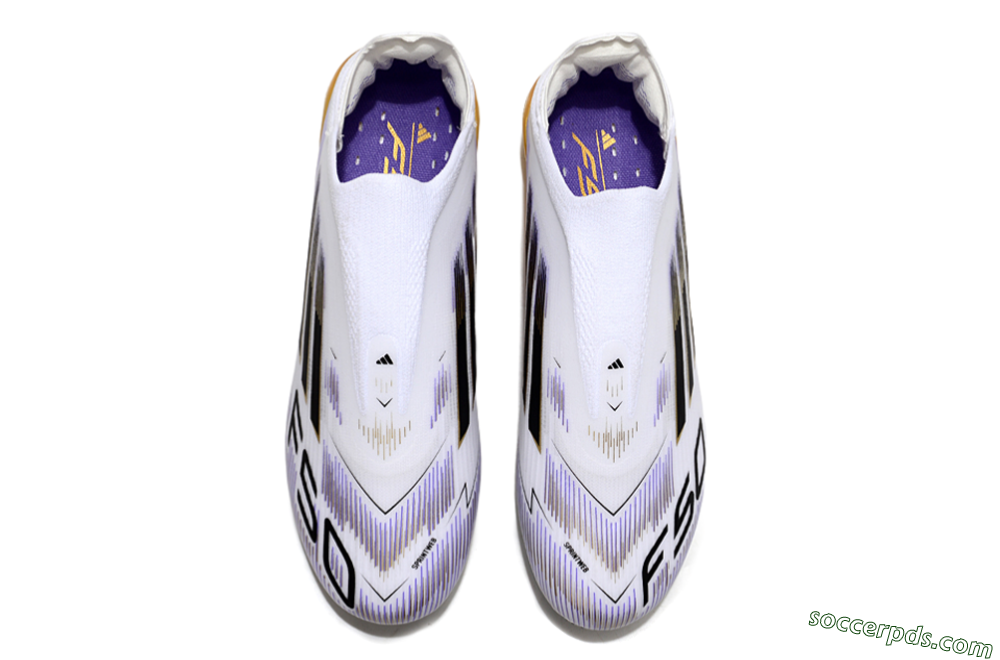 Adidas F50 Elite Laceless FG Low-Tops Football Boots - White/Black/Gold 4