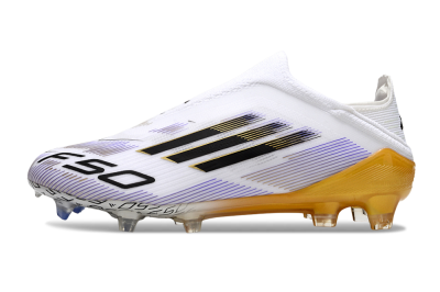 Adidas F50 Elite Laceless FG Low-Tops Football Boots - White/Black/Gold