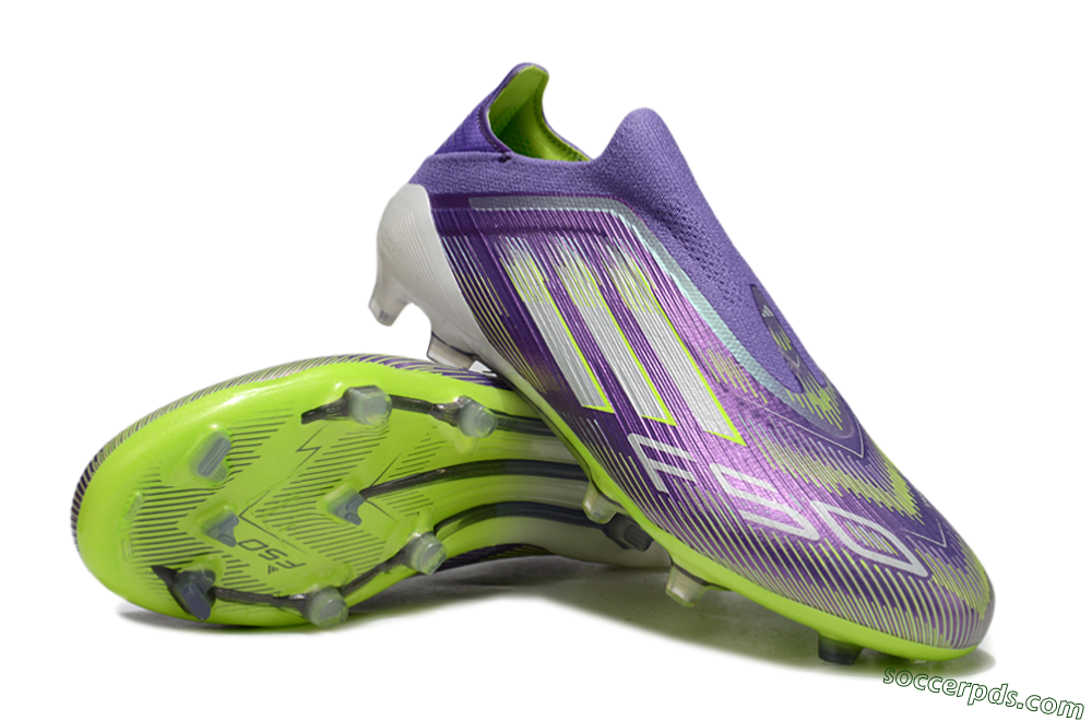 Adidas F50 Elite Laceless FG Low-Tops Football Boots - Purple/Yellow/White 3