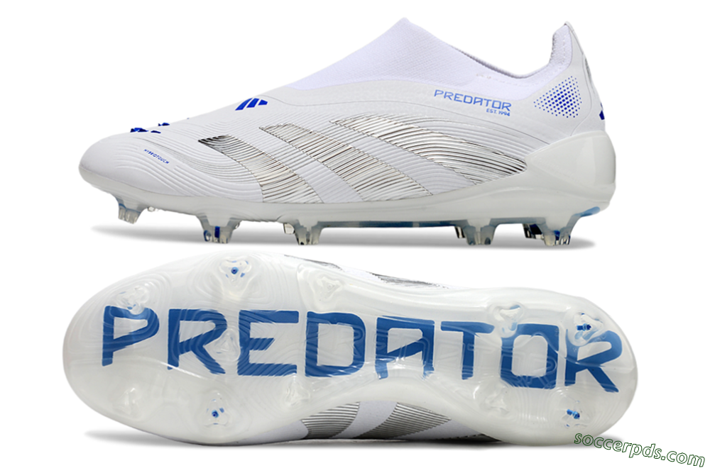 Adidas Predator Elite 25 Laceless FG Low-Tops Football Boots - White/Blue/Black 0