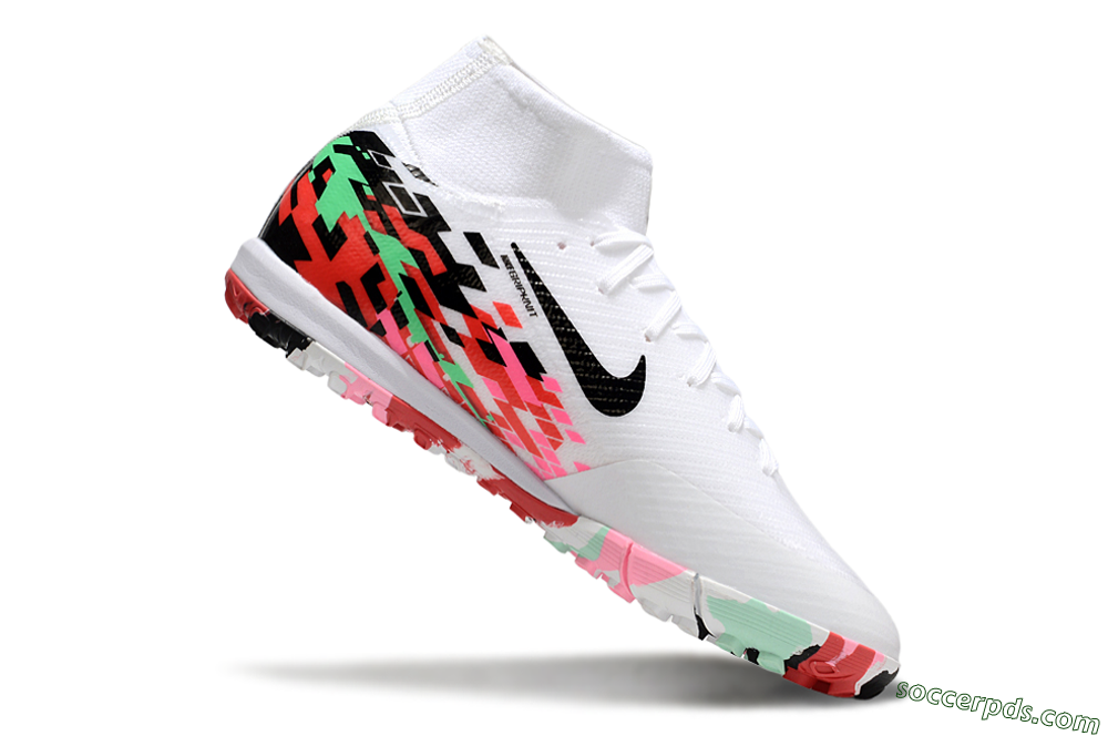 Nike Air Zoom Mercurial Superfly 10 Elite TF High-Tops Football Shoes - White/Black/Red 4
