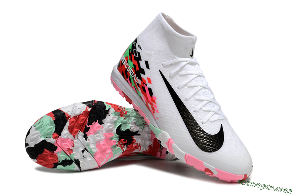 Nike Air Zoom Mercurial Superfly 10 Elite TF High-Tops Football Shoes - White/Black/Red 3