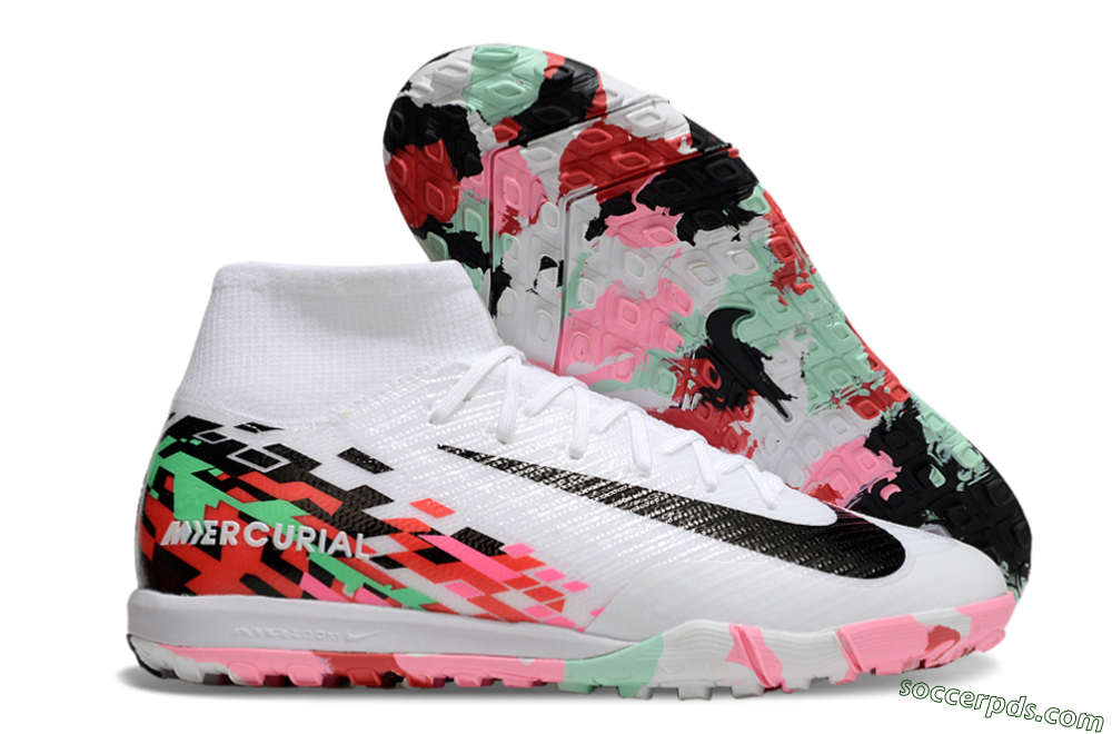 Nike Air Zoom Mercurial Superfly 10 Elite TF High-Tops Football Shoes - White/Black/Red 1