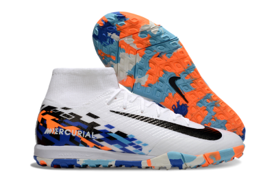 Nike Air Zoom Mercurial Superfly 10 Elite TF High-Tops Football Shoes - White/Blue/Orange