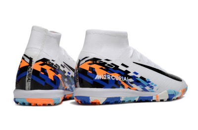 Nike Air Zoom Mercurial Superfly 10 Elite TF High-Tops Football Shoes - White/Blue/Orange