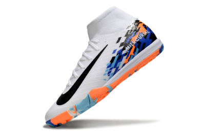Nike Air Zoom Mercurial Superfly 10 Elite TF High-Tops Football Shoes - White/Blue/Orange