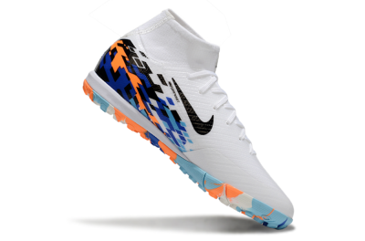 Nike Air Zoom Mercurial Superfly 10 Elite TF High-Tops Football Shoes - White/Blue/Orange