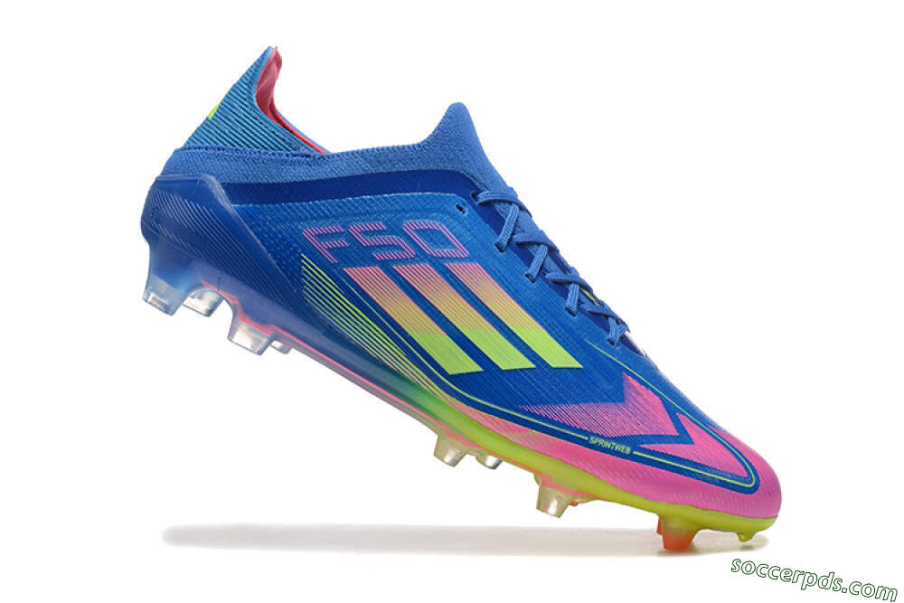 Adidas F50 Elite FG Low-Tops Football Boots - Blue/Yellow/Pink 4