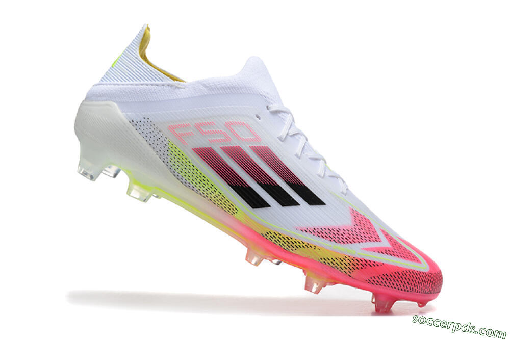 Adidas F50 Elite FG Low-Tops Football Boots - White/Red/Yellow 4