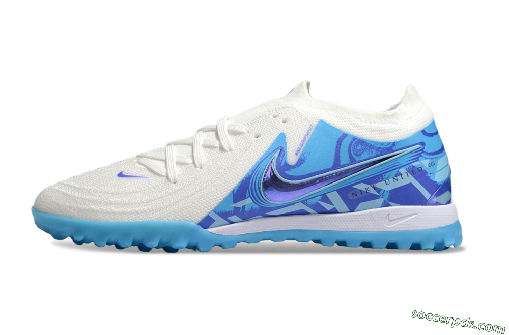 Nike Phantom GX 2 Elite TF Low-Tops Football Shoes - Beige/Blue/White 2