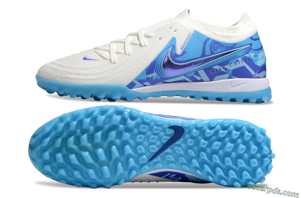 Nike Phantom GX 2 Elite TF Low-Tops Football Shoes - Beige/Blue/White 0
