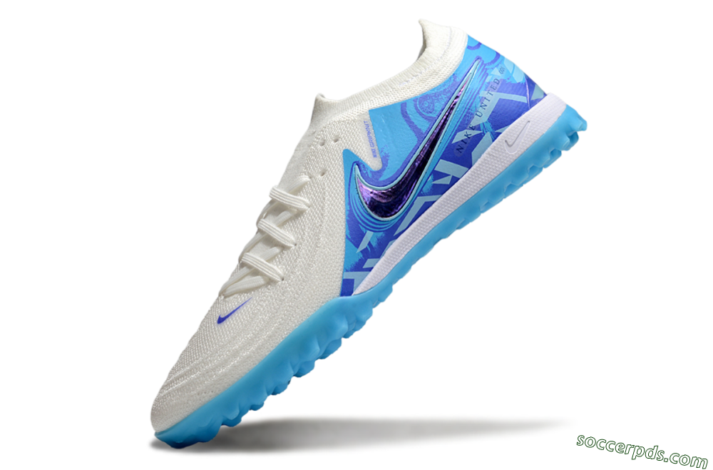 Nike Phantom GX 2 Elite TF Low-Tops Football Shoes - Beige/Blue/White 5
