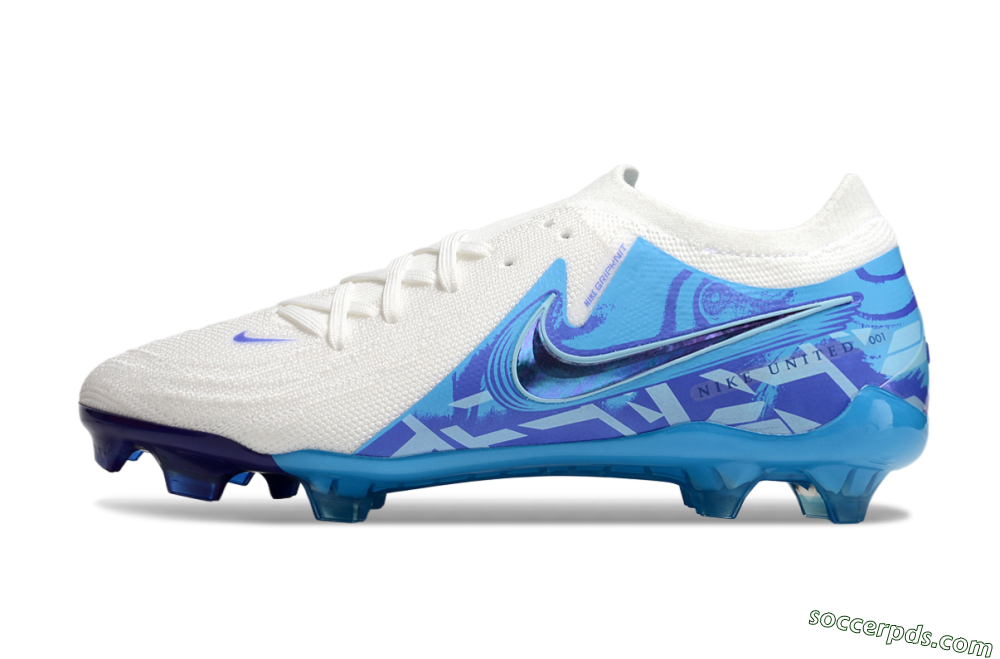 Nike Phantom Luna Elite FG Low-Tops Football Boots - Beige/Blue/White 2