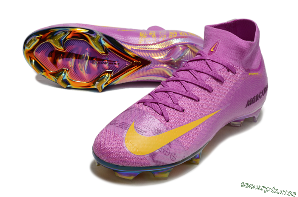 Nike Air Zoom Mercurial Superfly 10 Elite FG High-Tops Football Boots - Purple/Yellow/Gold 3