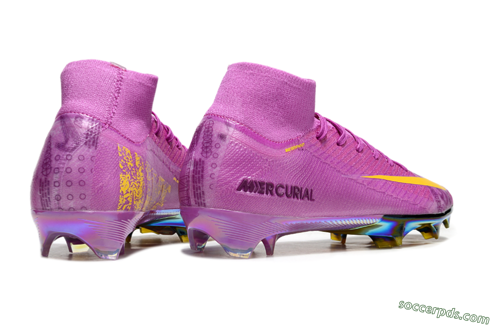 Nike Air Zoom Mercurial Superfly 10 Elite FG High-Tops Football Boots - Purple/Yellow/Gold 6