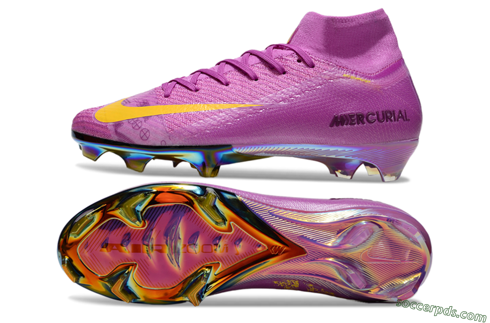 Nike Air Zoom Mercurial Superfly 10 Elite FG High-Tops Football Boots - Purple/Yellow/Gold 0