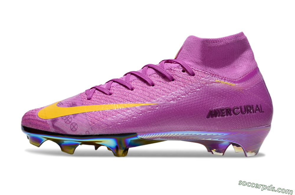 Nike Air Zoom Mercurial Superfly 10 Elite FG High-Tops Football Boots - Purple/Yellow/Gold 2