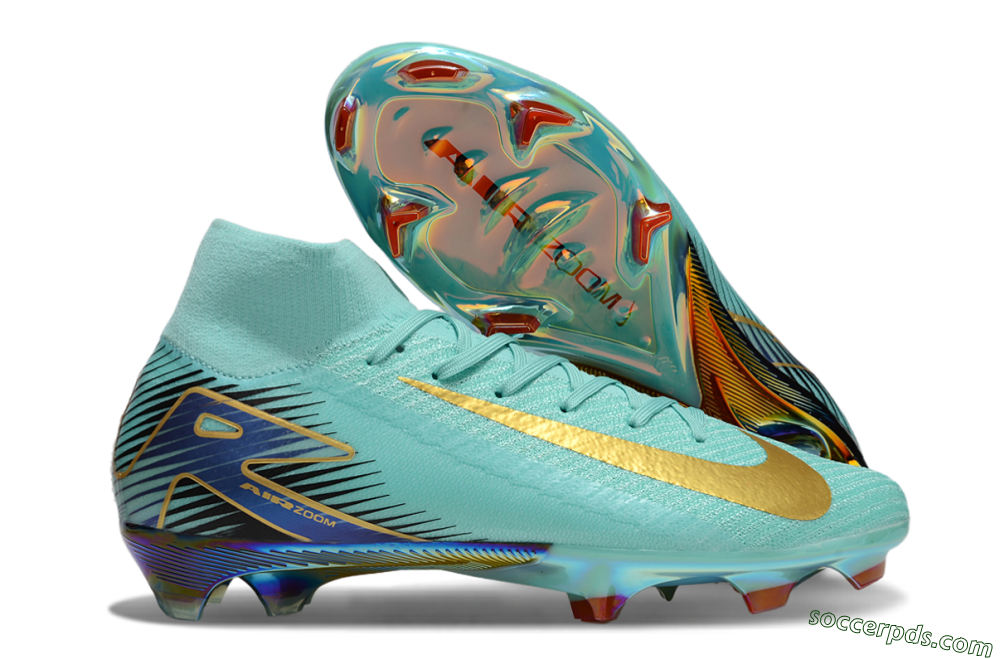 Nike Air Zoom Mercurial Superfly 10 Elite FG High-Tops Football Boots - Jade/Gold/Blue 1