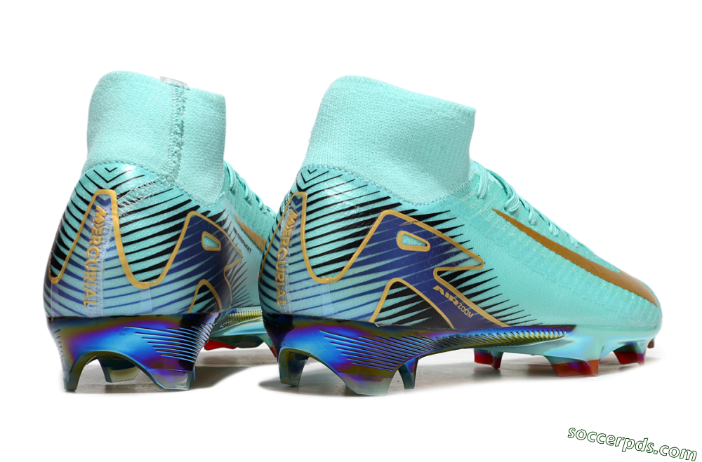 Nike Air Zoom Mercurial Superfly 10 Elite FG High-Tops Football Boots - Jade/Gold/Blue 6