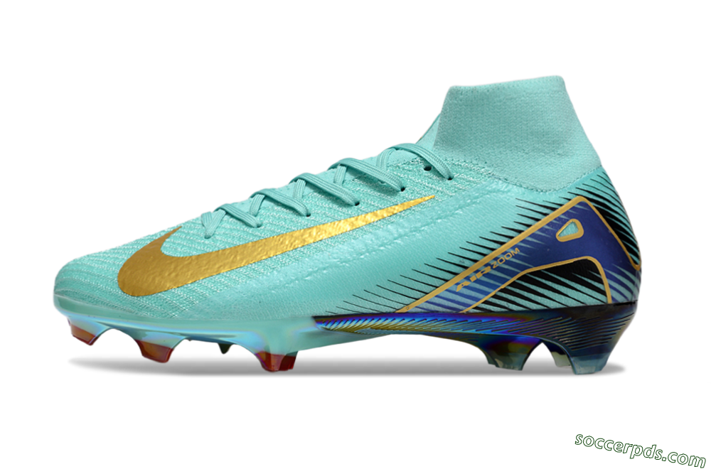 Nike Air Zoom Mercurial Superfly 10 Elite FG High-Tops Football Boots - Jade/Gold/Blue 2