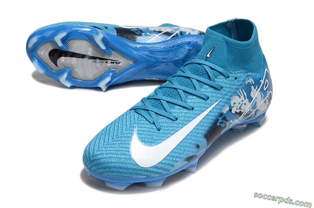 Nike Air Zoom Mercurial Superfly 10 Elite FG High-Tops Football Boots - Blue/White/Black 3