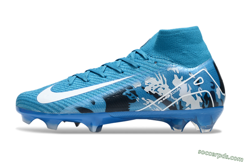 Nike Air Zoom Mercurial Superfly 10 Elite FG High-Tops Football Boots - Blue/White/Black 2