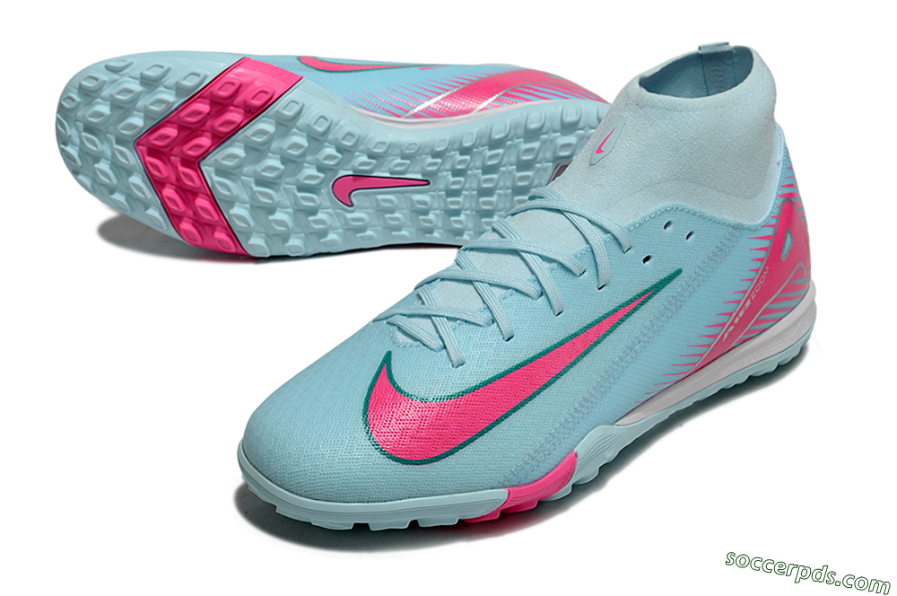 Nike Air Zoom Mercurial Superfly 10 Elite TF High-Tops Football Shoes - Jade/Pink/White 3