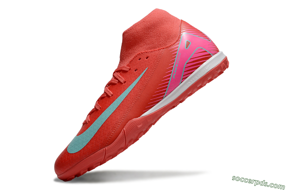 Nike Air Zoom Mercurial Superfly 10 Elite TF High-Tops Football Shoes - Red/Jade/Pink 5