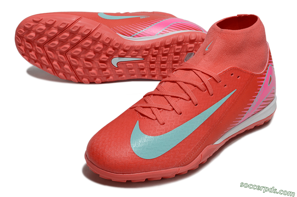 Nike Air Zoom Mercurial Superfly 10 Elite TF High-Tops Football Shoes - Red/Jade/Pink 3