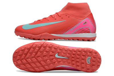 Nike Air Zoom Mercurial Superfly 10 Elite TF High-Tops Football Shoes - Red/Jade/Pink