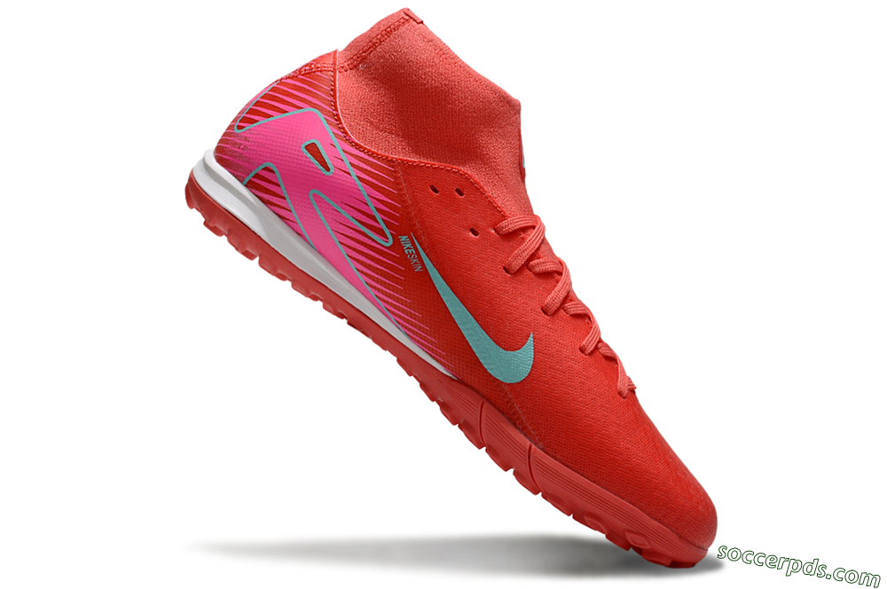 Nike Air Zoom Mercurial Superfly 10 Elite TF High-Tops Football Shoes - Red/Jade/Pink 4