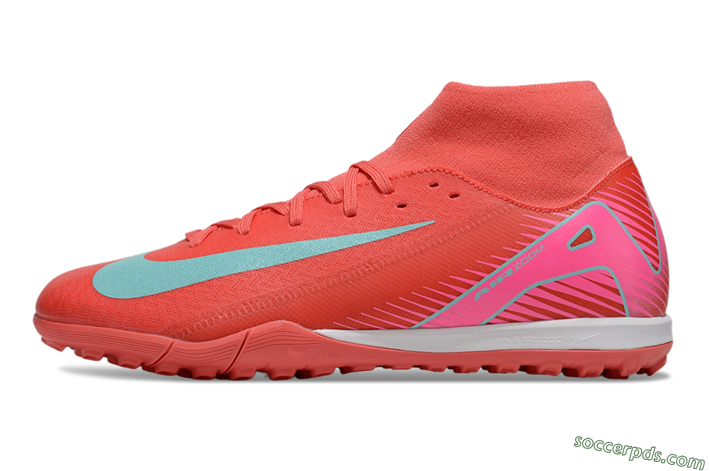Nike Air Zoom Mercurial Superfly 10 Elite TF High-Tops Football Shoes - Red/Jade/Pink 2