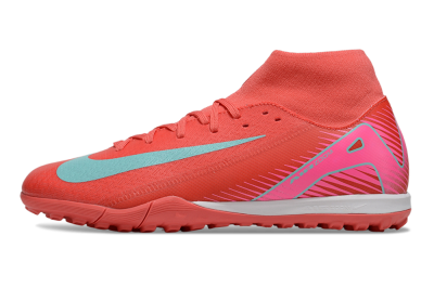 Nike Air Zoom Mercurial Superfly 10 Elite TF High-Tops Football Shoes - Red/Jade/Pink
