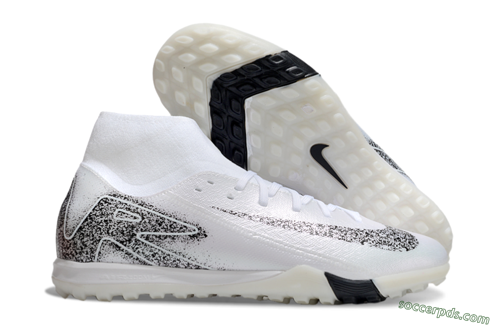 Nike Air Zoom Mercurial Superfly 10 Elite TF High-Tops Football Shoes - White/Black/Beige 1
