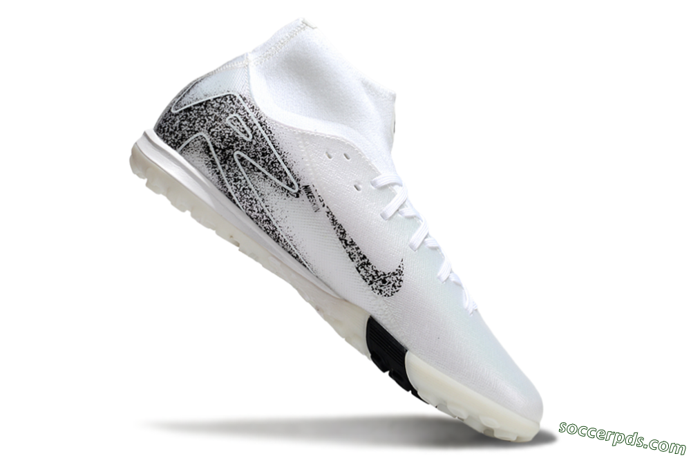 Nike Air Zoom Mercurial Superfly 10 Elite TF High-Tops Football Shoes - White/Black/Beige 4