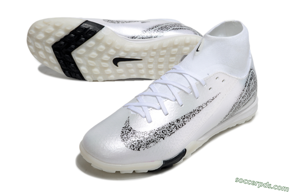 Nike Air Zoom Mercurial Superfly 10 Elite TF High-Tops Football Shoes - White/Black/Beige 3