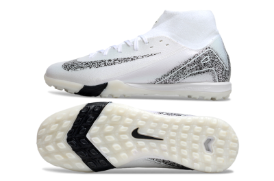 Nike Air Zoom Mercurial Superfly 10 Elite TF High-Tops Football Shoes - White/Black/Beige