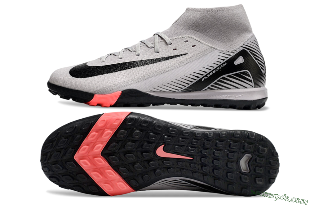 Nike Air Zoom Mercurial Superfly 10 Elite TF High-Tops Football Shoes - Grey/Black/Pink 0
