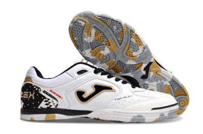 Joma Top Flex IC Low-Tops Football Shoes - White/Black/Gold
