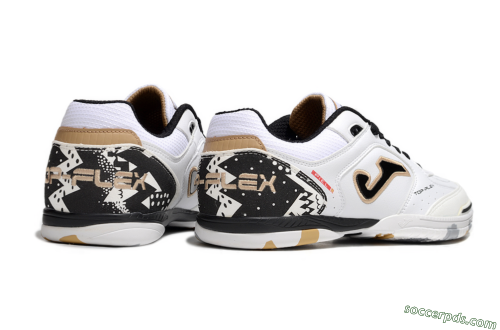 Joma Top Flex IC Low-Tops Football Shoes - White/Black/Gold 6
