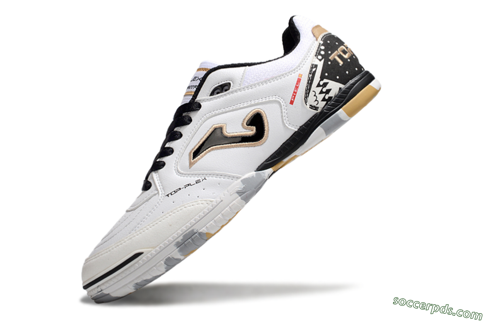 Joma Top Flex IC Low-Tops Football Shoes - White/Black/Gold 5