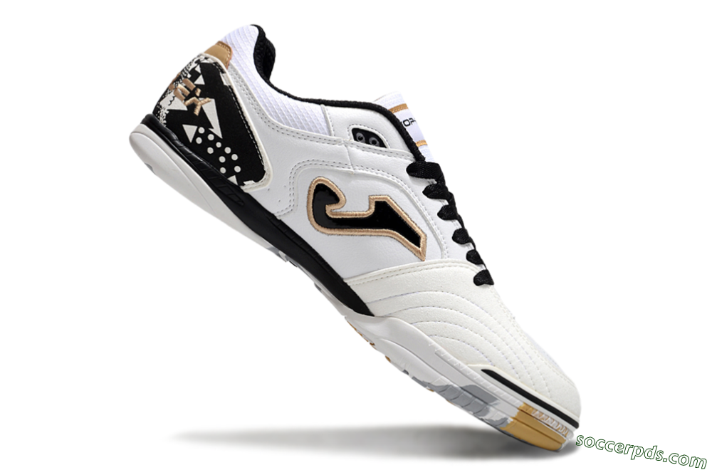 Joma Top Flex IC Low-Tops Football Shoes - White/Black/Gold 4