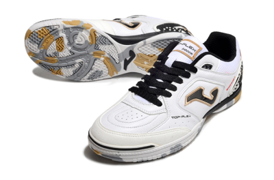 Joma Top Flex IC Low-Tops Football Shoes - White/Black/Gold