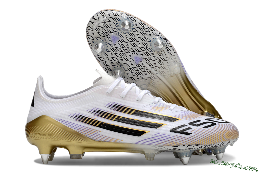 Adidas F50 Elite SG Low-Tops Football Boots - White/Black/Gold 1