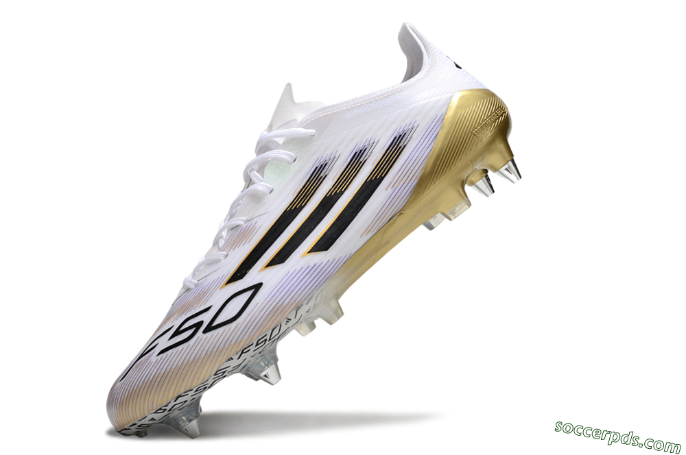 Adidas F50 Elite SG Low-Tops Football Boots - White/Black/Gold 5