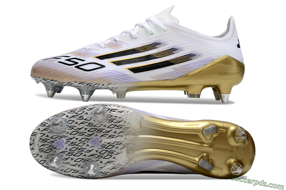 Adidas F50 Elite SG Low-Tops Football Boots - White/Black/Gold 0