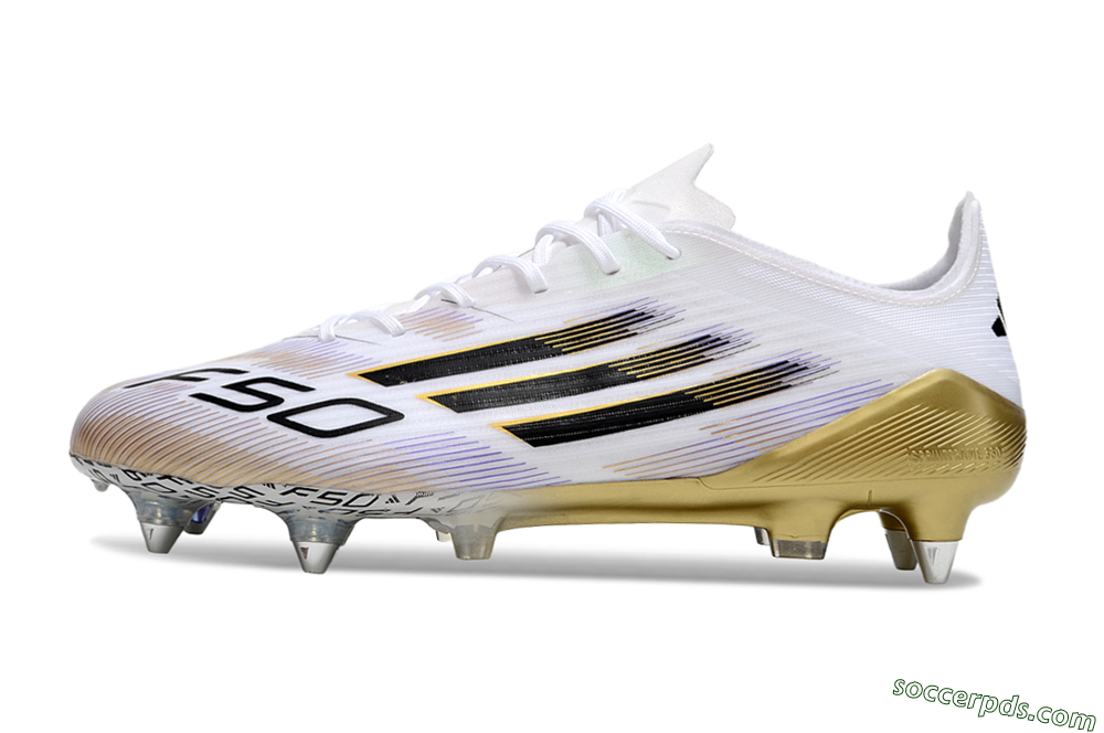 Adidas F50 Elite SG Low-Tops Football Boots - White/Black/Gold 2
