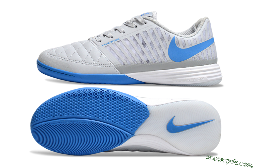 Nike Lunar Gato 2 IC Low-Tops Football Shoes - Grey/Blue/White 0