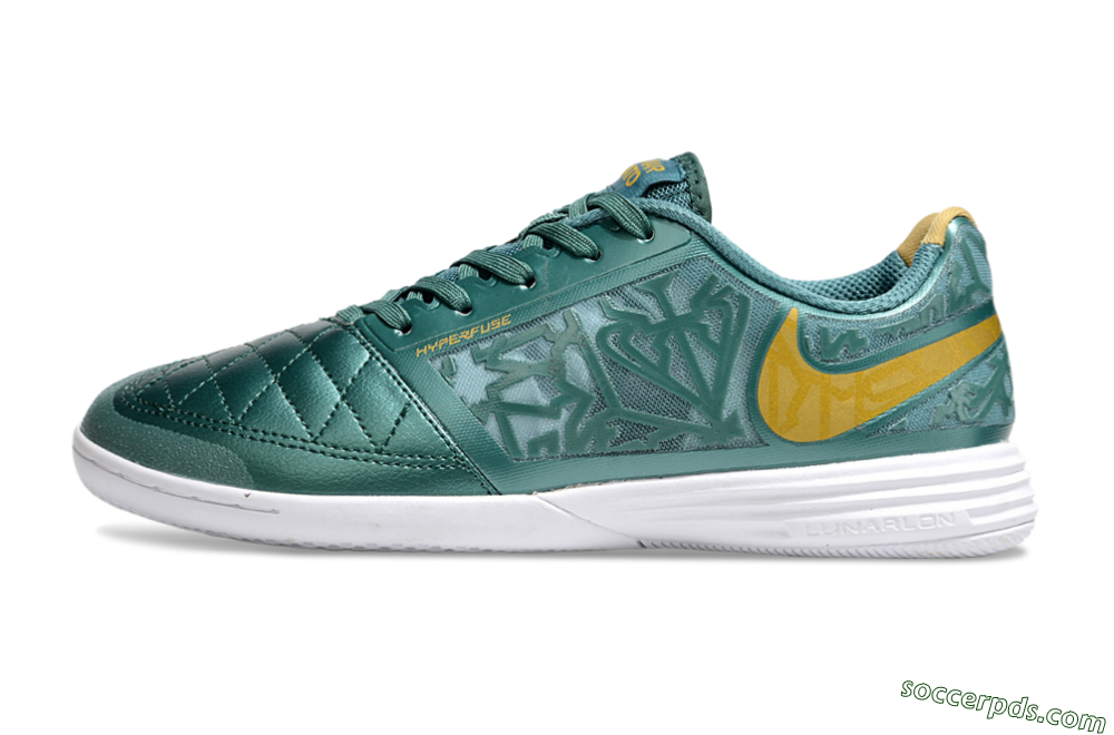 Nike Lunar Gato 2 IC Low-Tops Football Shoes - Green/Yellow/White 2